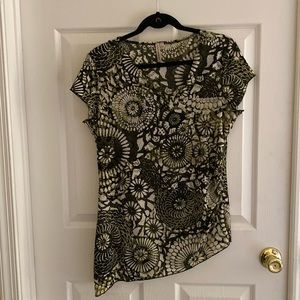 Asymmetrical, short sleeve blouse